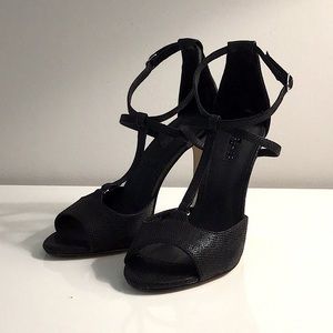 Topshop Lizard Effect Black Size 7.5 Leather Heels